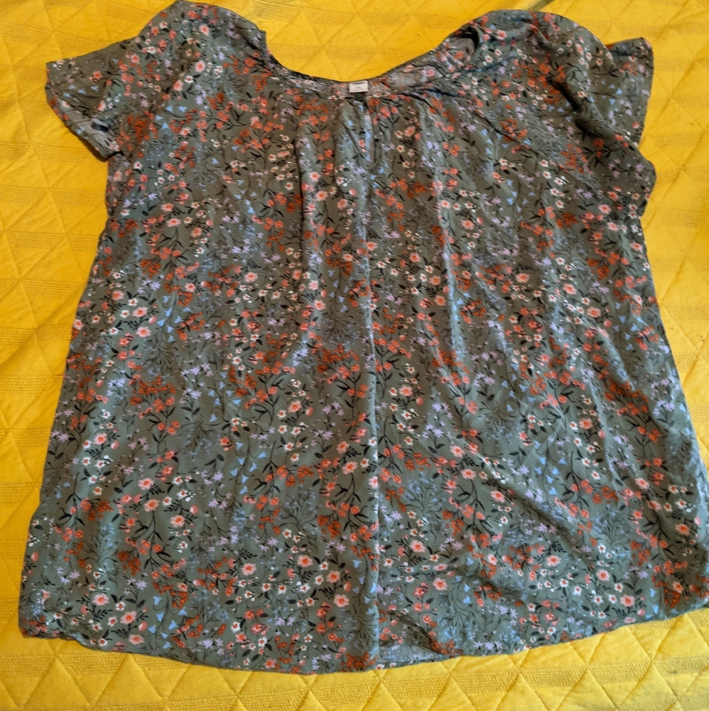 Old Navy // green floral blouse